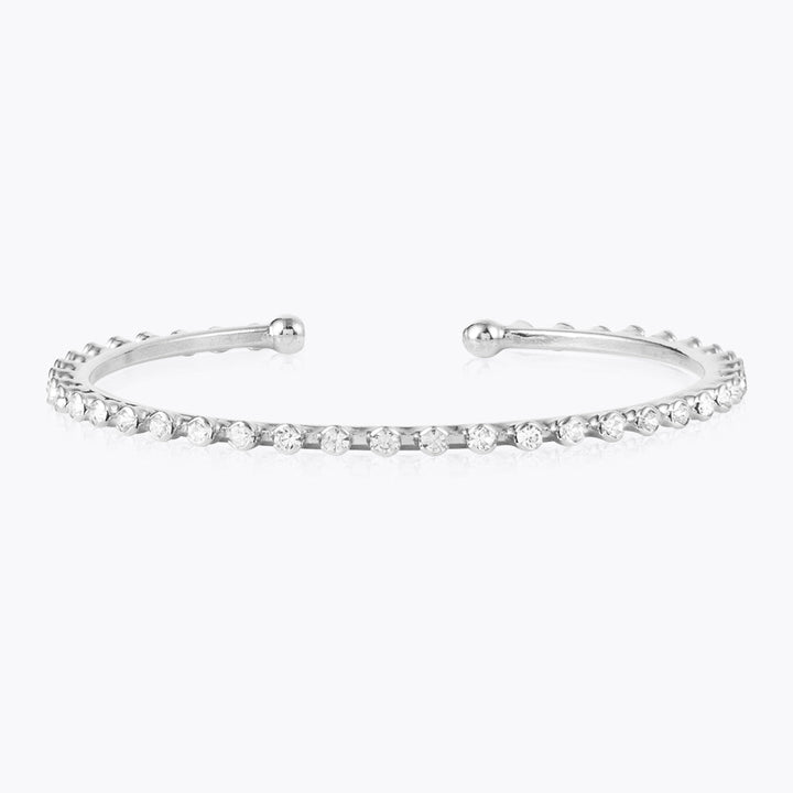 Caroline Svedbom Rhodium Miro Bangle in Crystal