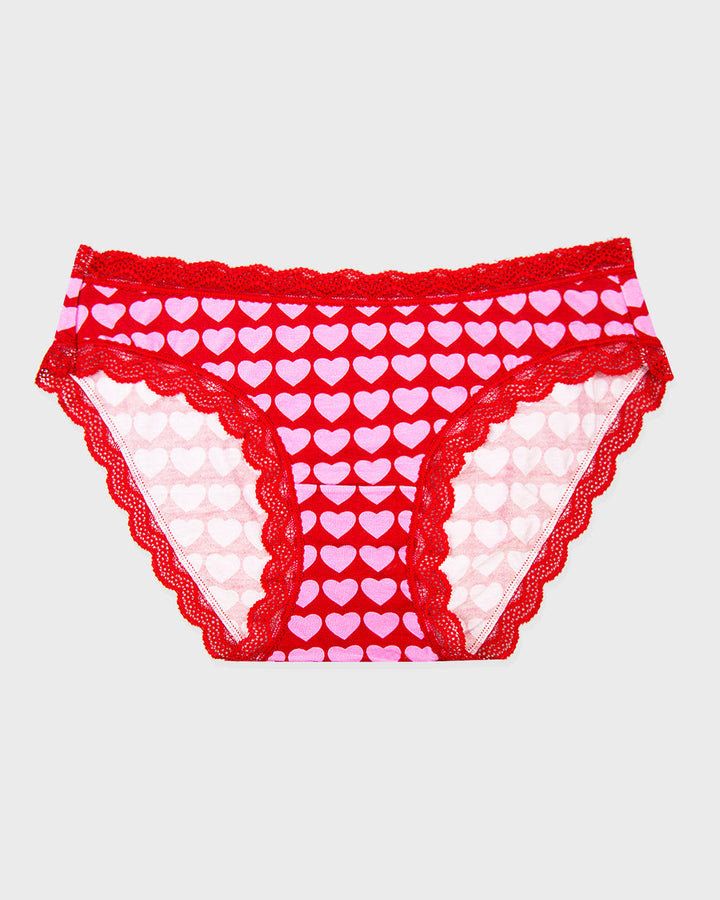 Stripe & Stare Lace Bralette and Original Knicker Set in Heart & Soul Red