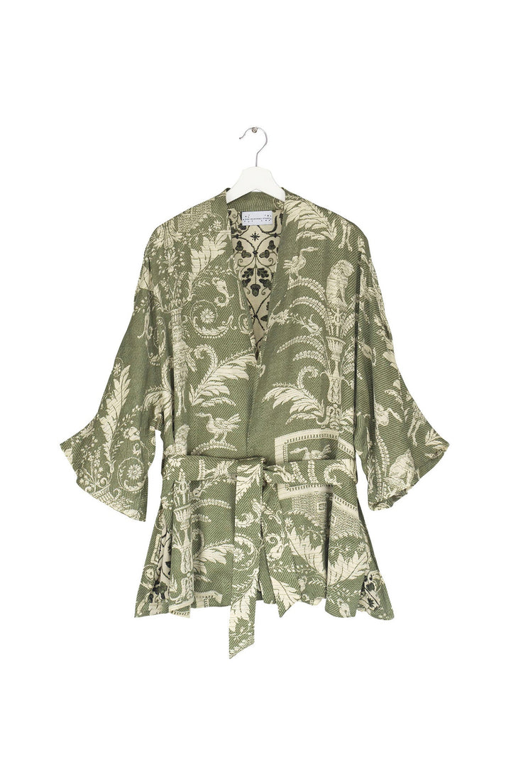 One Hundred Stars Wrap Jacket in Vintage Damask Sage