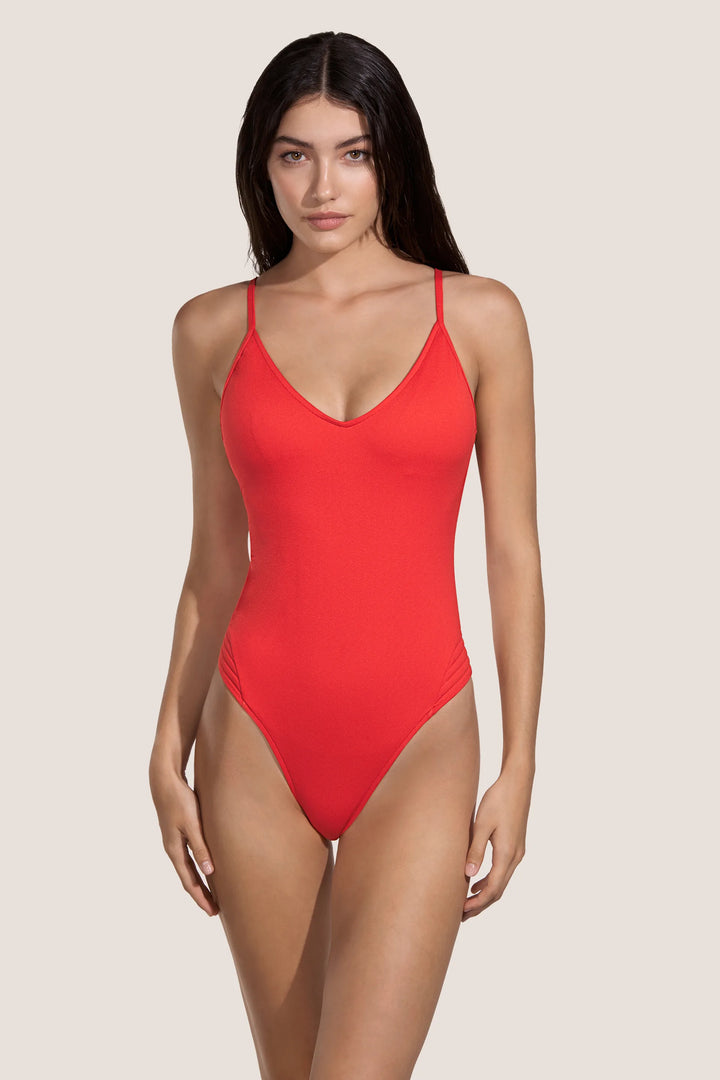 Andres Sarda Swim Rodero Boat Neck Swimsuit in Fiesta Red