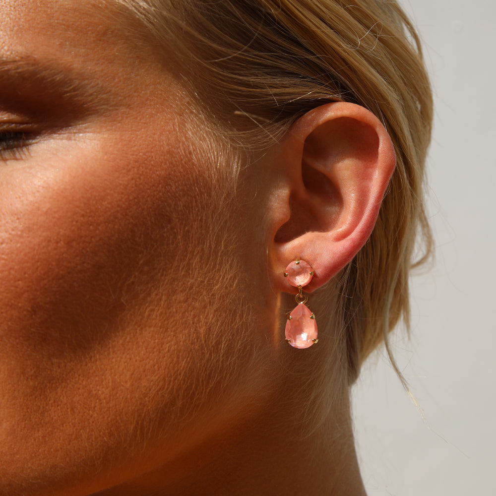 Caroline Svedbom Gold Plated Mini Drop Earrings in Flamingo Ignite