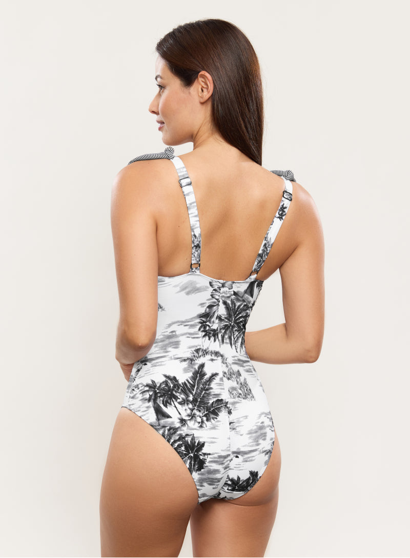 Empreinte Swim Story Round Neck Swimsuit in Hawaiian Print